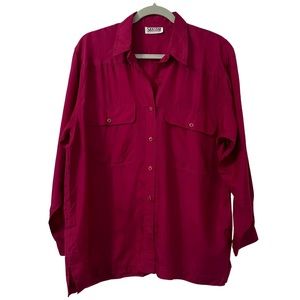 Silk Star Women’s Vintage‎ Silk Magenta Button Up Size XL
